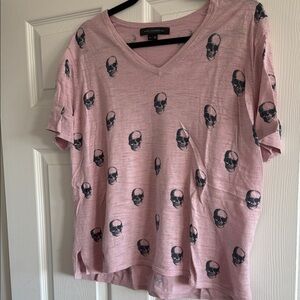 Skull Cashmere Pink Skull Print Short Sleeve Tee